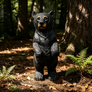 19.69" Weather Resistant Resin Standing Black Bear Sculpture
