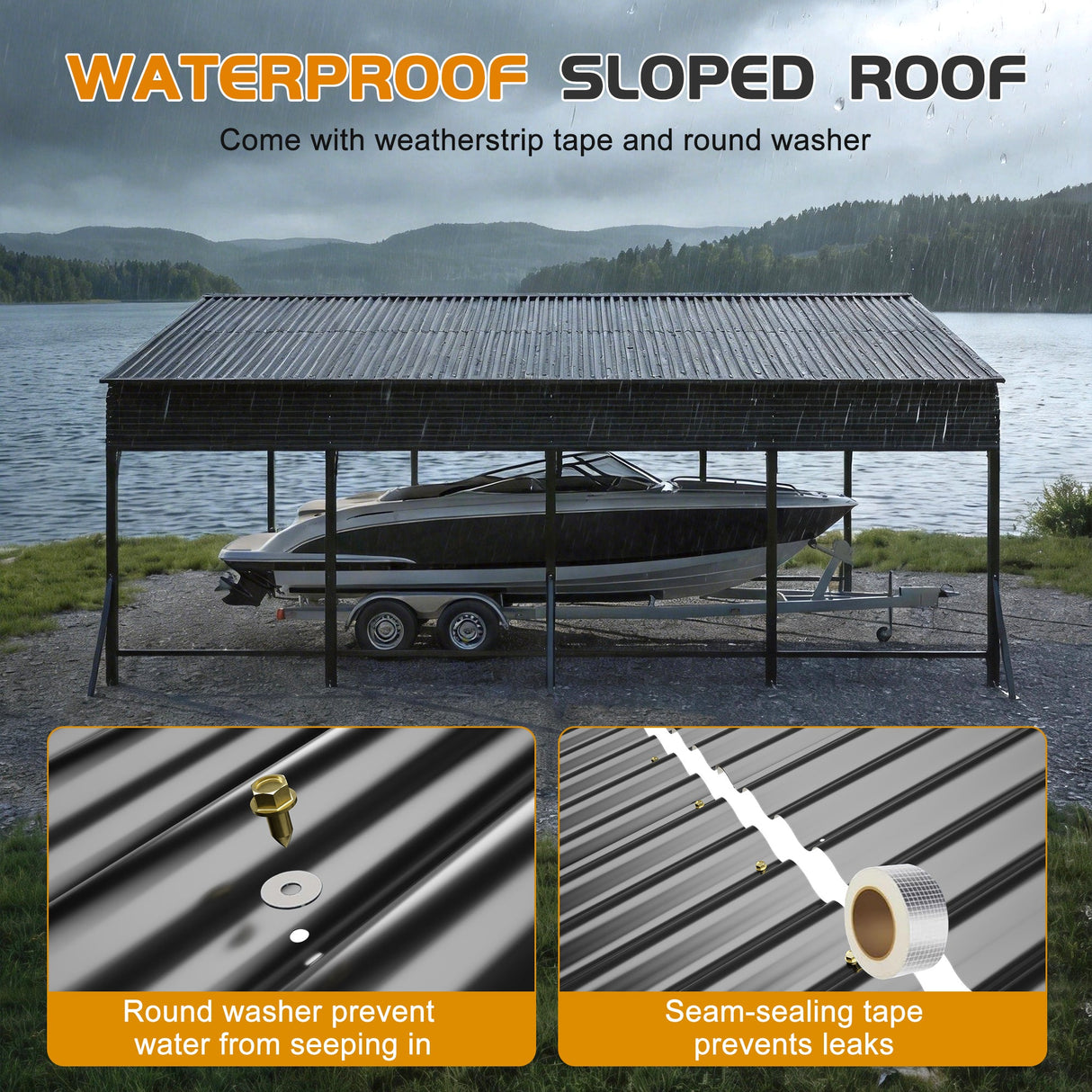 20'x20' Galvanized Steel Carport Canopy