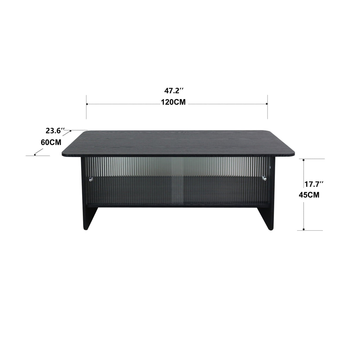 Rectangular Coffee Table With Sliding Door Storage Center