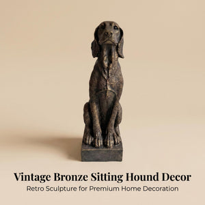Vintage Bronze Sitting Hound Dog Statue