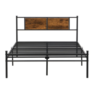 California King Bed Frame - Stylish Design with Wood Panel Headboard