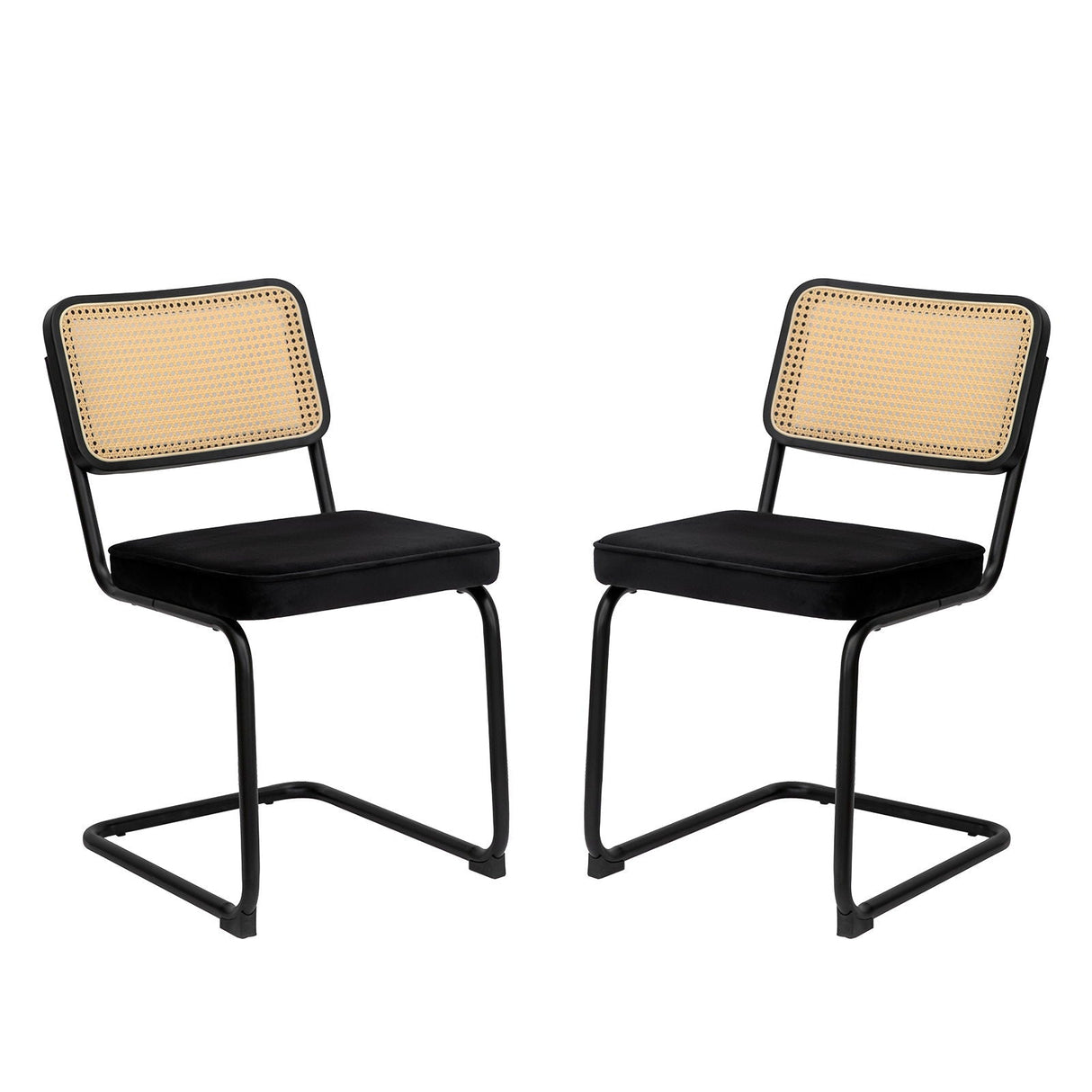 Rattan Side Accent Dining Chairs With Painted Legs (Set of 2)