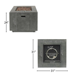 Outdoor Patio Gas Burning Fire Pit Table 50,000 BTU - Square