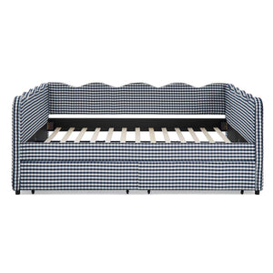 Queen Size Cozy Gingham Daybed with Two Storage Drawers and USB Port