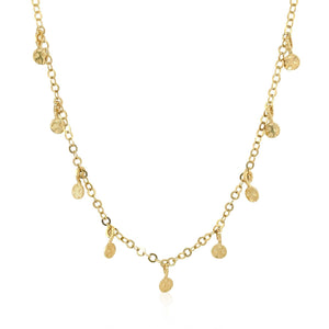 Choker Necklace with Hammered Beads in 14k Yellow Gold
