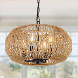 The Handwoven Bohemian Rattan Pendant Light- Adjustable Height