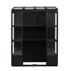 TOPMAX 78-inch Wooden Walk-in Greenhouse with Skylights and Folding Shelves