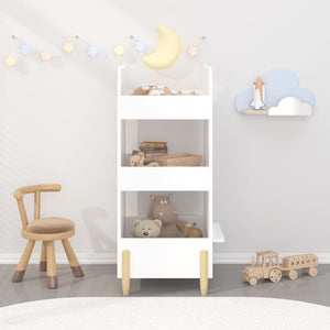 Bear Shaped Bookshelf with Chalkboard Side - 3-Tier Organizer - White