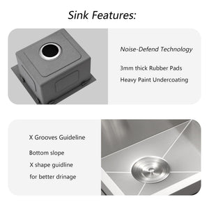 Premium Laundry Drop In Utility Sink 16 Gauge Stainless Steel, Topmount