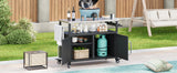 K&K 54.5' Outdoor Kitchen Island with Stainless Steel Tabletop and Storage