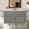 36" Wall Mounted Bathroom Vanity with Ceramic Sink and Storage