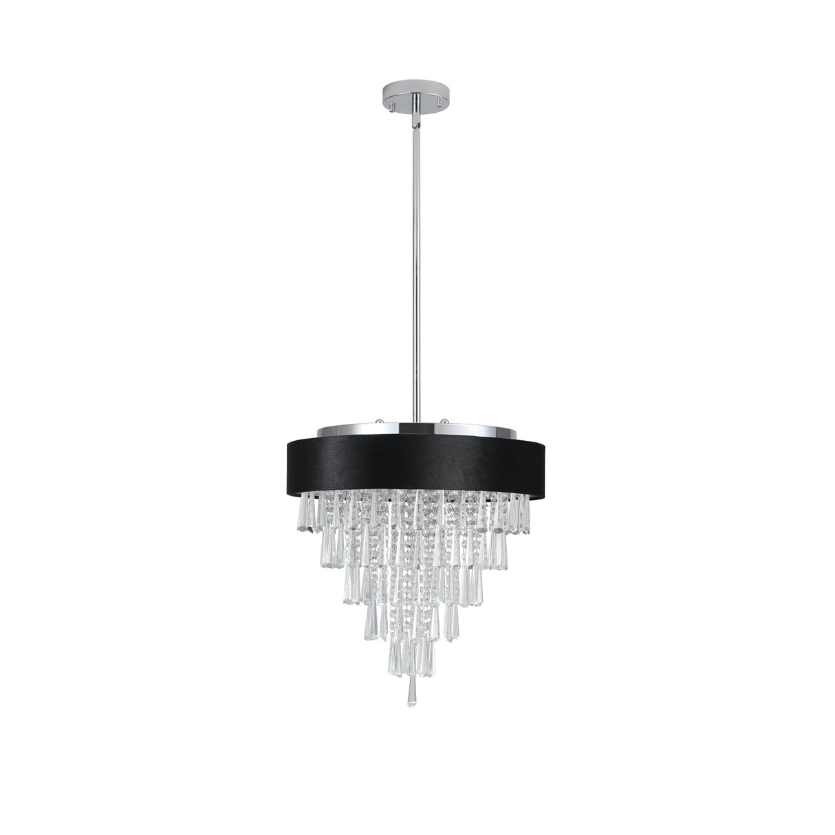 18-inch Modern Crystal Chandelier with Black Velvet Shade