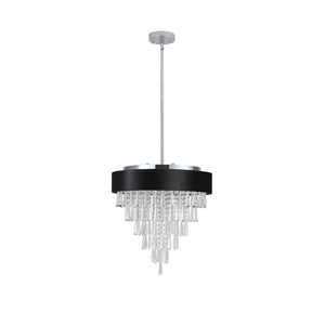 18-inch Modern Crystal Chandelier with Black Velvet Shade