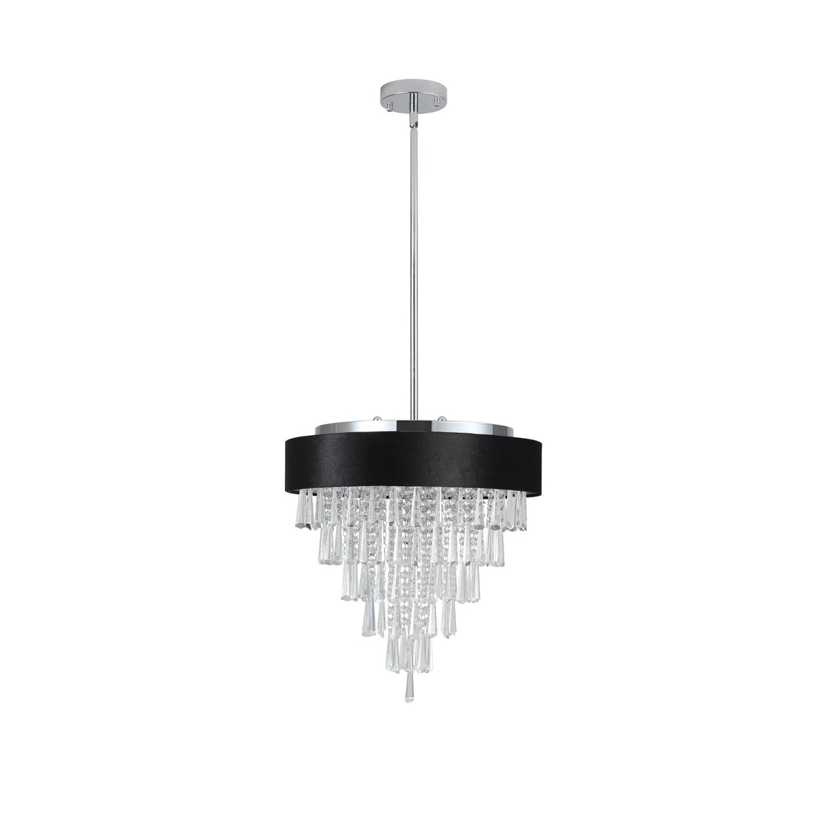 18-inch Modern Crystal Chandelier with Black Velvet Shade