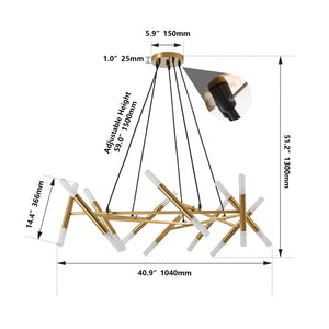 41' Golden Modern Chandelier Light Fixture with Branch Design