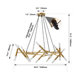 41' Golden Modern Chandelier Light Fixture, Branch Design with Frosted Tubes