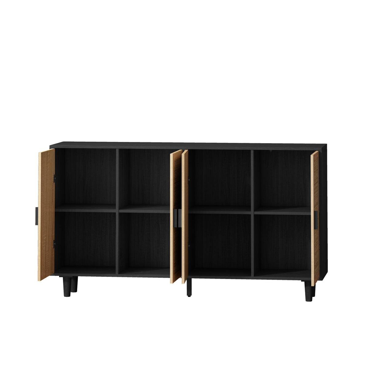 Elegant and Functional 4-Door Rattan Decorative Storage Cabinet