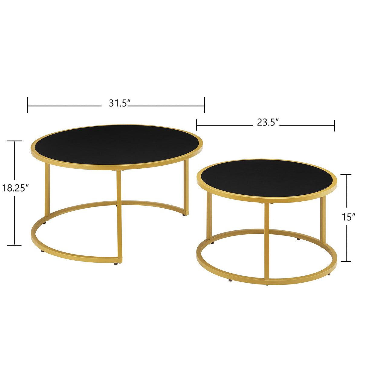 Modern Faux Leather Nesting Round Coffee Table Set of 2