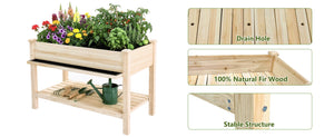 Raised Garden Bed with Water Collection Tray and Storage Shelf