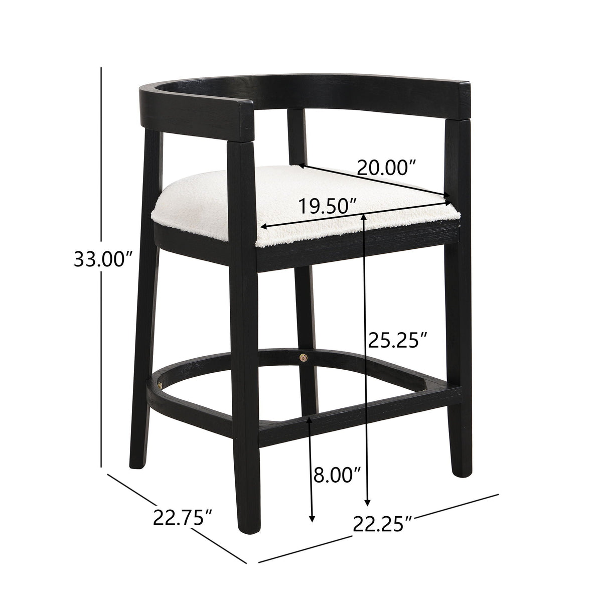 Modern Rubberwood Counter Stool Set With Upholstered Seats