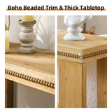 63" Boho Console Table with Storage Shelf – Rustic Farmhouse Sofa Table