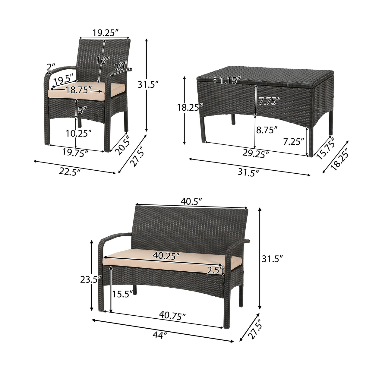 Cordoba 4-Piece PE Rattan Outdoor Chat Set