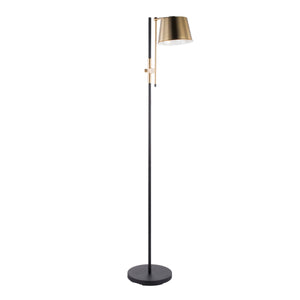 Metric Industrial Floor Lamp in Black and Antique Brass