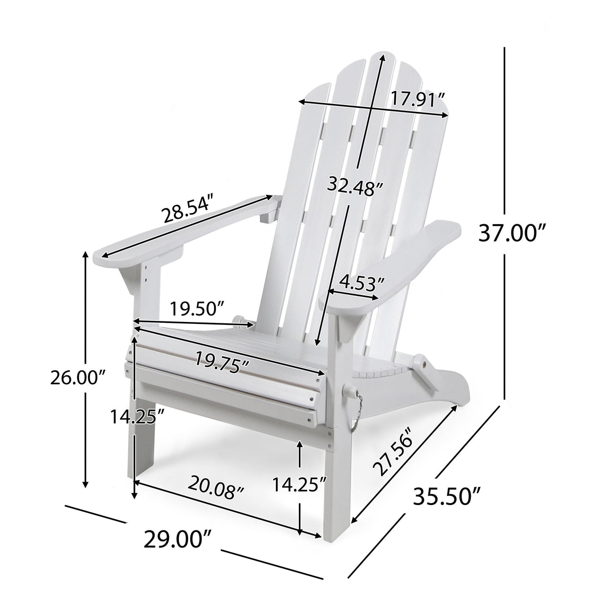 Aurascape Outdoor Acacia Wood Foldable Adirondack Chair
