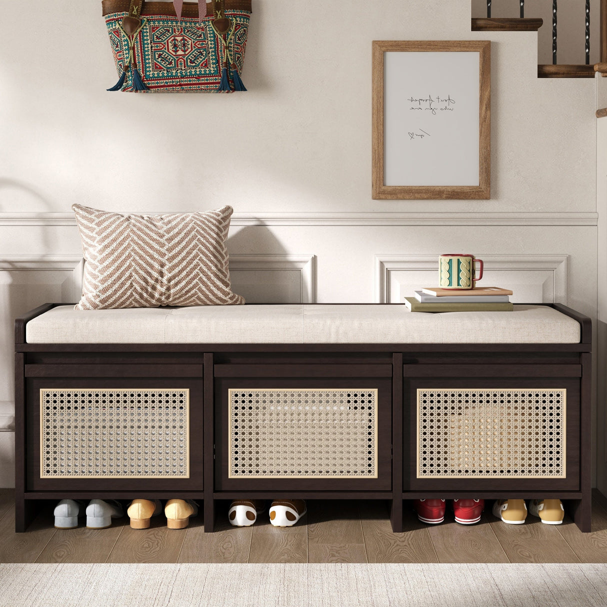 TREXM 48" Entryway Shoe Bench