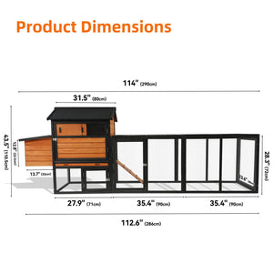 Chicken Coop With Run and Nesting Box - Multiple Sizes & Colors