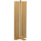 Cosmo 28' Glam Metal Table Lamp in Antique Brass and White Linen