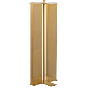 Cosmo 28' Glam Metal Table Lamp in Antique Brass and White Linen