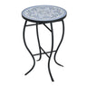 Outdoor Round Side Table With Mosaic Style Top And Curved Iron Legs
