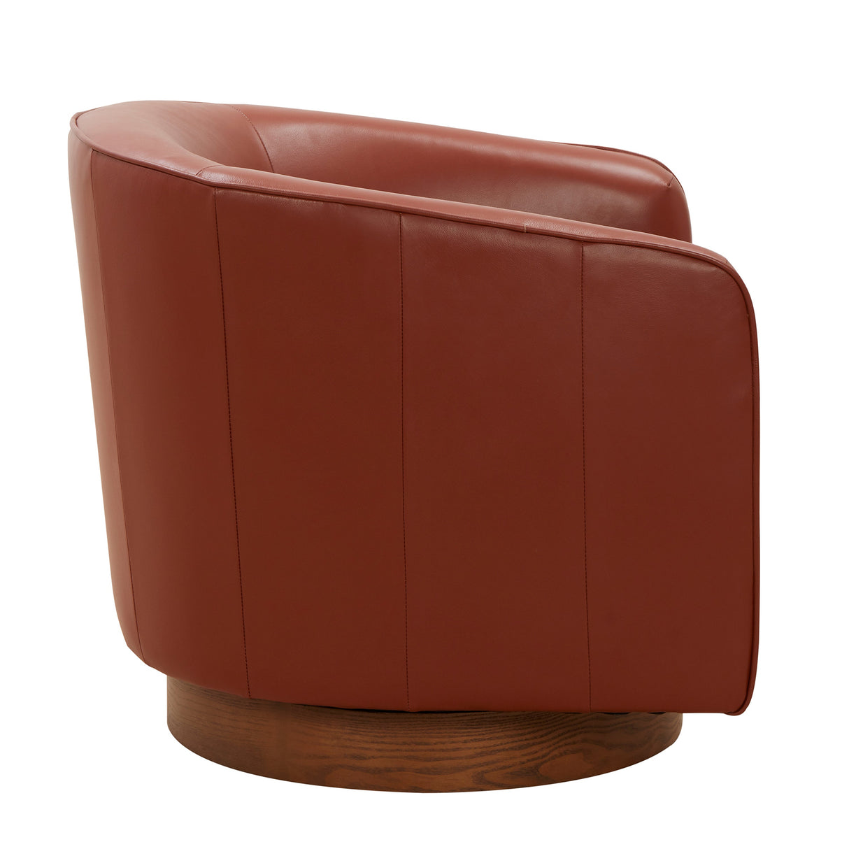 Tessa Caramel Top Grain Leather Swivel Chair with Wood Base
