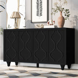 Storage Cabinet Sideboard Wooden Cabinet with Embossed Curved Doors