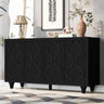 Storage Cabinet Sideboard Wooden Cabinet with Embossed Curved Doors
