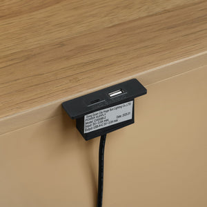 2 Drawer Nightstand With USB Charging - Brown