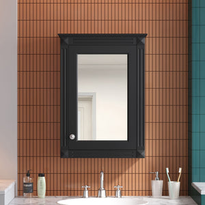 Wall Mounted Bathroom Storage Medicine Cabinet with Mirror - Black or White