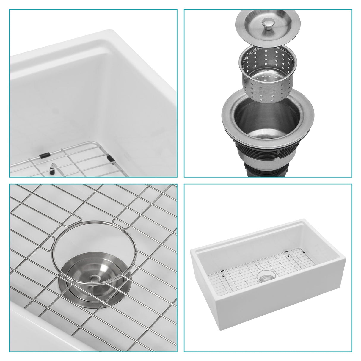 Farmhouse Sink Workstation, Ceramic Single Bowl With Accessories