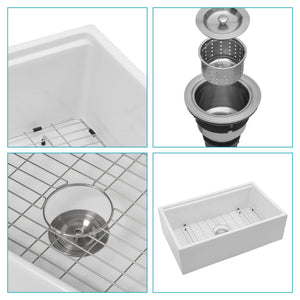 Farmhouse Sink Workstation, Ceramic Single Bowl With Accessories