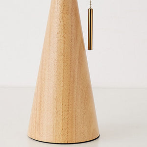Japanese Minimalist Wooden Table Lamp Pleated Shade LED Indoor Lighting