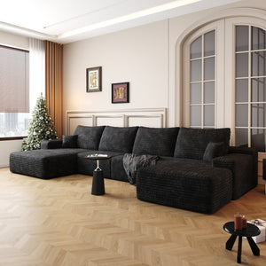 135" Cloud Sectional Sofa with 1 Ottoman