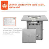 28' 50000 BTU Silver Outdoor Propane Gas Fire Pit Table