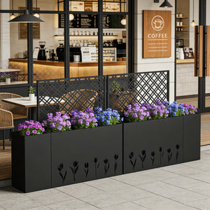 2-Piece Metal Planter Box with Trellis