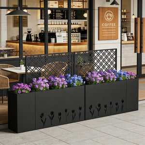 2-Piece Metal Planter Box with Trellis