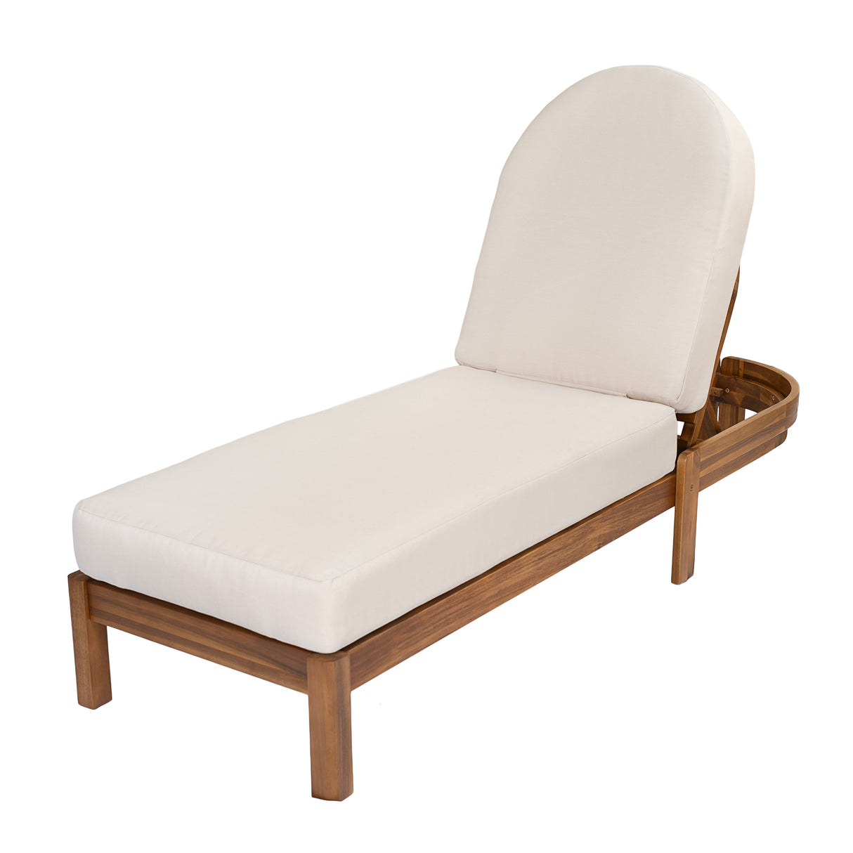 Patio Acacia Wood Chaise Lounge Chairs with Adjustable Backrest Set of 2