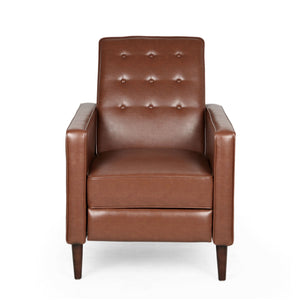 Mid-Century Modern Recliner With Button Tufted Waffle Stitch