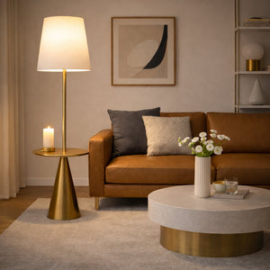 Celestial Modern Floor Lamp with Brass Accent Table