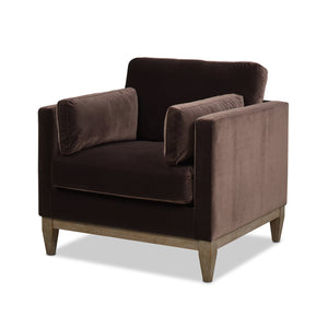 Knox 36" Modern Farmhouse Arm Chair, Deep Brown Performance Velvet