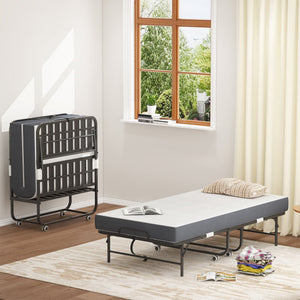 Twin Extra Long Folding Bed for Tall People with Memory Foam Mattress